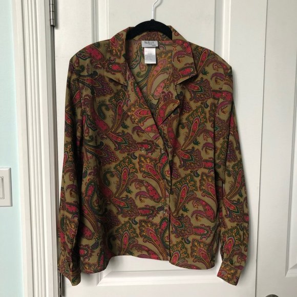 Vintage Select by Elite Paisley Button UpSecretary Blouse - Picture 4 of 6